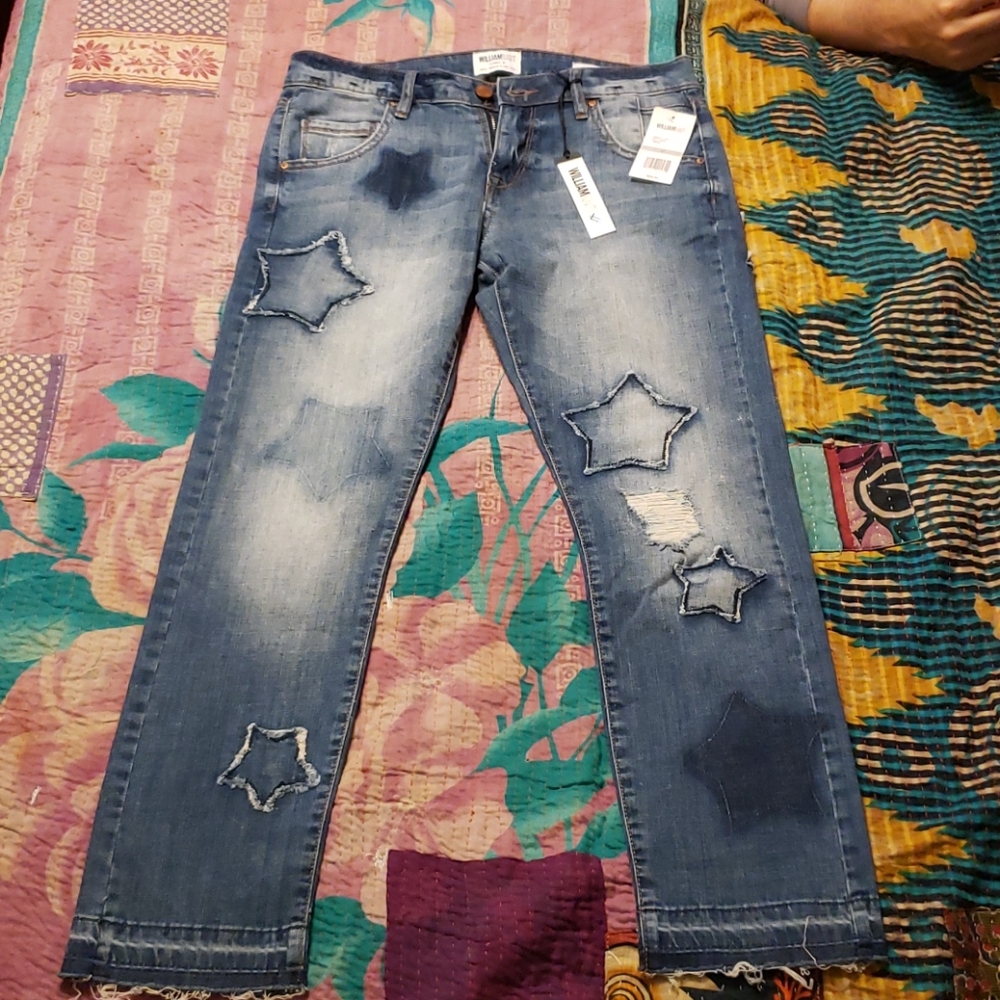 NWT patched jeans